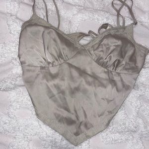 Champagne satin crop top